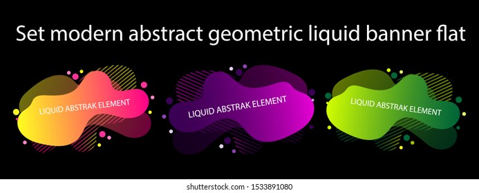 Set modern abstract geometric liquid banner flat design template