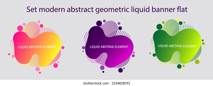 Set modern abstract geometric liquid banner flat design template