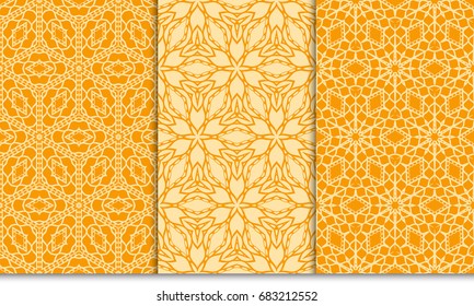 set of Modern abstract geometric pattern. vector illustration. for invitation, wallpaper. orange color