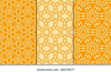 set of Modern abstract geometric pattern. vector illustration. for invitation, wallpaper. orange color