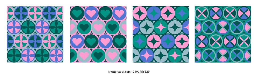 Conjunto de patrones geométricos abstractos modernos. Colección de patrones con Formas simples. Ilustración vectorial