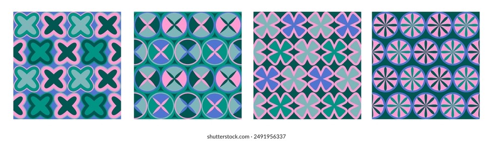 Set of modern abstract geometric patterns. Collection of patterns with simple shapes. Vector illustration