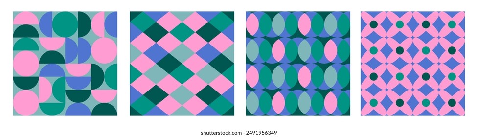 Set of modern abstract geometric patterns. Collection of patterns with simple shapes. Vector illustration