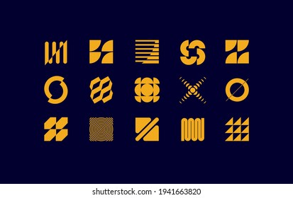 Set of modern abstract geometric shapes. Trendy minimal graphic elements for your unique design.