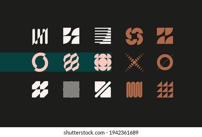 Set of modern abstract geometric shapes. Trendy minimal graphic elements for your unique design.