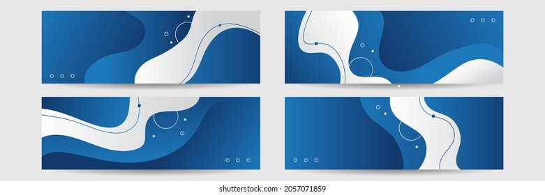 Conjunto de degradado abstracto moderno fondo de banner azul marino oscuro