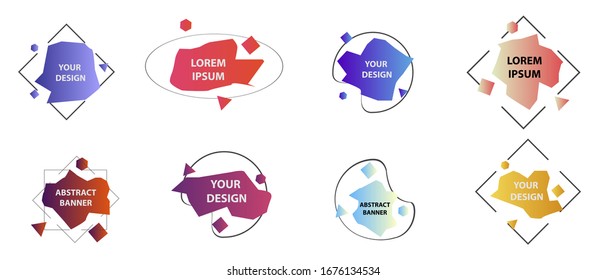 Conjunto de elementos gráficos abstractos modernos. Banners abstractos degradados con diferentes formas. Plantilla para el diseño, logotipo, banner de volante, presentación. Ilustración del vector