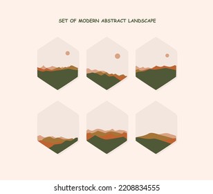 conjunto de paisajes abstractos modernos