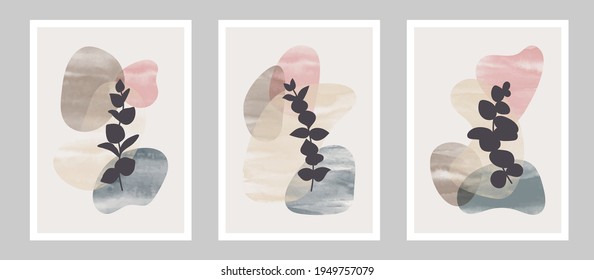 Set of modern abstract leaves with different shapes for wall decoration art, postcard or brochure cover. EPS10 vector illustrations design.