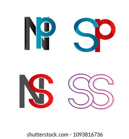 Set of modern abstract letter logotype icon design element illustration isolated background