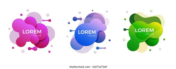 Set of modern abstract liquid banners. Fluid gradient shapes for advertising text, banner, presentation, social media post, web or print design. Vol.3