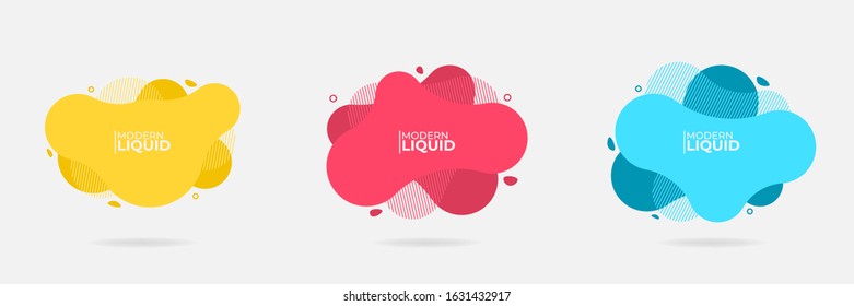 Set of Modern Abstract Liquid shape element vector banner. Flat design geometric red, blue, yellow template. can be used for web and print design. EPS 10