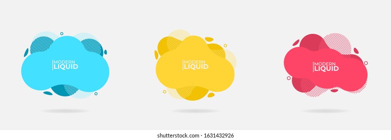 Set of Modern Abstract Liquid shape element vector banner. Flat design geometric blue, yellow, red template. can be used for web and print design. EPS 10