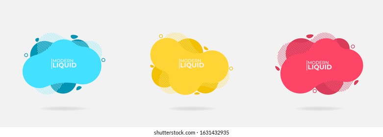 Set of Modern Abstract Liquid shape element vector banner. Flat design geometric blue, yellow, red template. can be used for web and print design. EPS 10