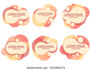 Set of modern abstract logo for banners. Splashed colorful logo. Flat geometric shapes with text. Vector illustration on white background.
