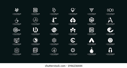Conjunto de diseño de logotipo abstracto moderno inspiración vectorial. El logotipo puede utilizarse para icono, marca, identidad, plantilla y empresa