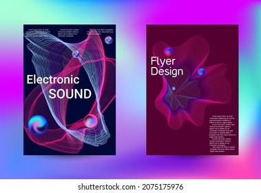 Set of modern abstract musical backgrounds. Sound flyer for creating a fashionable cover, banner, poster, booklet.