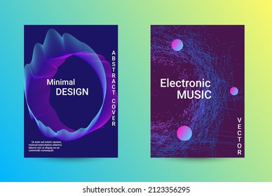 Set von modernen abstrakten musikalischen Hintergründen. Soundflyer zum Erstellen eines modischen Covers, Banners, Poster, Booklet.