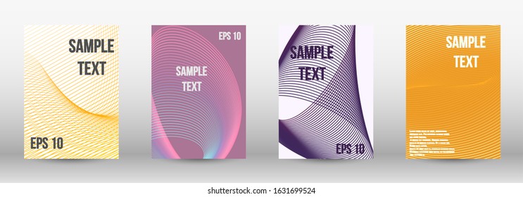  A set of modern abstract oblong objects from vector abstract lines. Geometric template with lines for booklet cover. Trendy geometric patterns. EPS10 Vector Design.