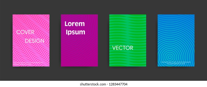 Set of modern abstract paterns on dark background. Vector illustration suitable for flyers, brochures, banners.