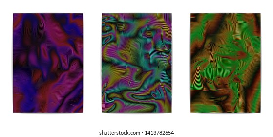 Set of modern abstract posters. Covers collection. Colorful bright stripes, vivid gradients. 