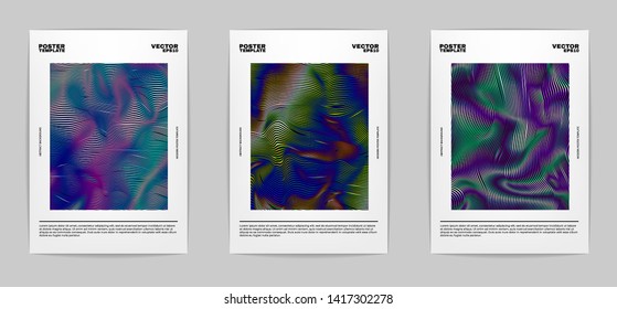 Set of modern abstract posters. Covers collection. Colorful bright stripes, vivid gradients. Vector, isolated, eps 10.