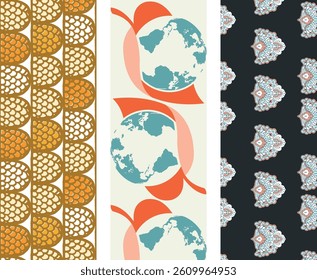 A set of Modern Abstract  Seamless Pattern for Wall Art and printing