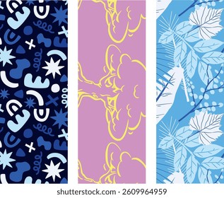 A set of Modern Abstract  Seamless Pattern for Wall Art and printing