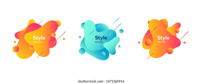 Set of modern abstract shapes. Geometric colored forms and lines. Gradient abstract banners with flowing liquid shapes. Template for logo, flyer, presentation