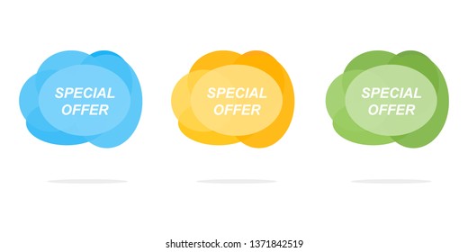 Set of modern abstract special offer icon banners.Tag special offer with round colorful vector shape. Vector illustration. 