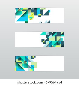 Set of modern abstract triangular banners. Geometric vector illustration.