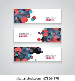 Set of modern abstract triangular banners. Geometric vector illustration.