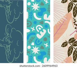 A set of Modern Abstract  and tropical Seamless Pattern for Wall Art and printing
