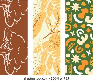 A set of Modern Abstract  and tropical Seamless Pattern for Wall Art and printing