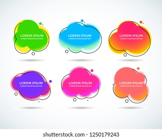 Set of modern abstract vector banners. Colorful geometric shapes of different colors with black outline in memphis design style. Template ready for use in web or print design.