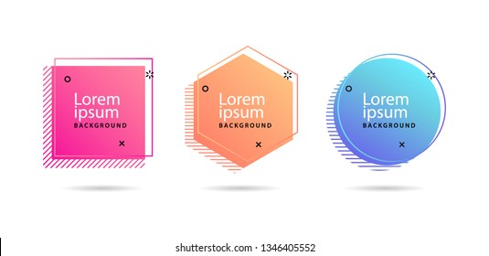 Set of modern abstract vector banners. Flat geometric shapes of different colors with black outline in memphis design style. Template ready for use in web or print design. - Vector