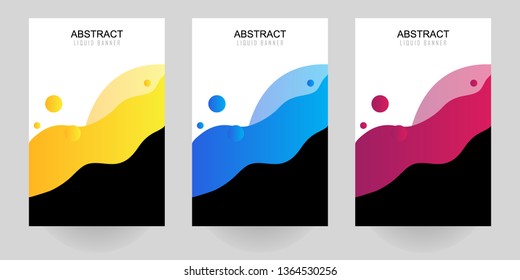 Set of modern abstract vector banners. Abstract liquid banner.