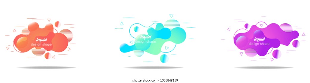 Set of modern abstract vector banners. fluid shapes of different colors with bright outline in modern design style. Template ready for use in web or print design.