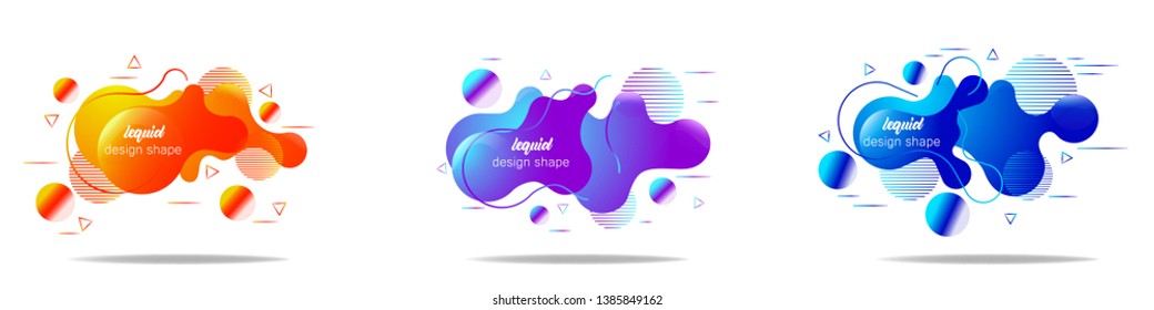 Set of modern abstract vector banners. fluid shapes of different colors with bright outline in modern design style. Template ready for use in web or print design.
