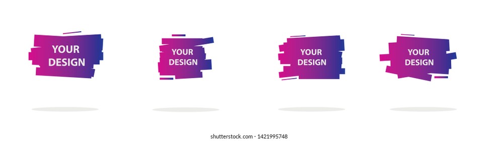 Set of modern abstract vector banners. Multicolor flat geometric shapes. Geometric gradient figures, trendy dynamic elements.