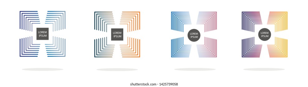 Set of modern abstract vector banners. Multicolor flat geometric shapes. Geometric gradient figures, trendy dynamic elements.