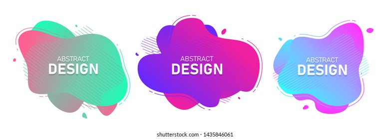 Set of modern abstract vector banners. Fluid organic colorful shapes. Abstract background. Memphis design style for use in web or print