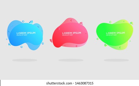 Set of modern abstract vector banners. Liquid color banners. Flat geometric shapes of different colors with black outline