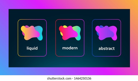Set of modern abstract vector banners. Liquid color banners. Flat geometric shapes with gradient colors.