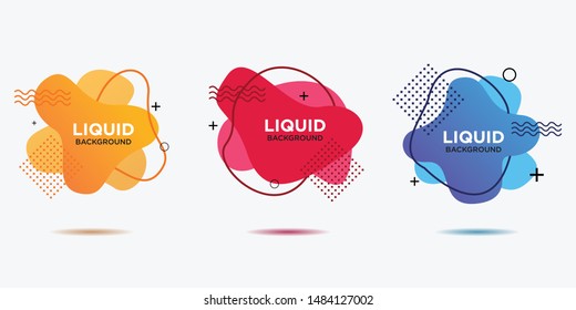 Set of modern abstract vector banners. Flat geometric shapes of different colors with outline in memphis design style. Template ready for use in web or print design.