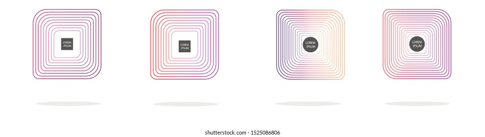 Set of modern abstract vector banners. Multicolor flat geometric shapes. Geometric gradient figures, trendy dynamic elements