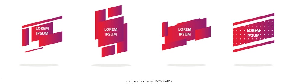 Set of modern abstract vector banners. Multicolor flat geometric shapes. Geometric gradient figures, trendy dynamic elements