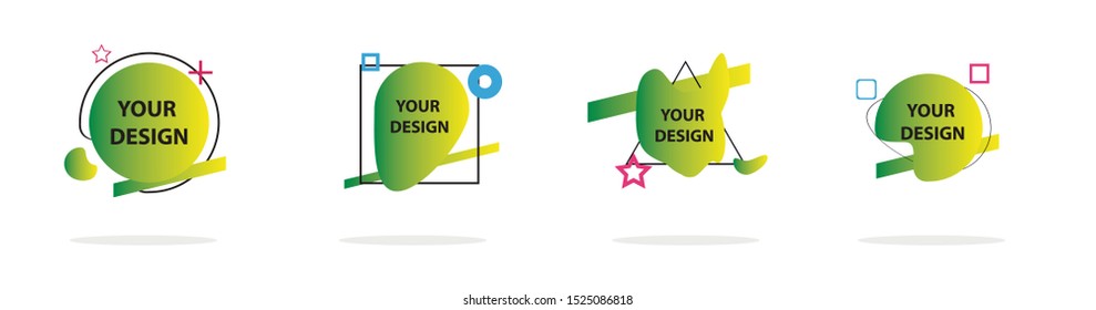 Set of modern abstract vector banners. Multicolor flat geometric shapes. Geometric gradient figures, trendy dynamic elements