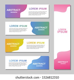 Set of modern abstract vector banners. Flat geometric shapes of different color  for social media post promotion. Background with text space, hand drawn elements. Sale, discount, promo layout template