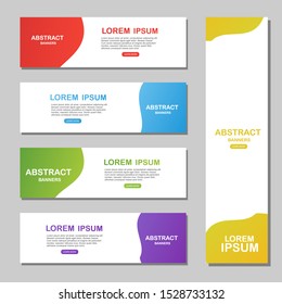 Set of modern abstract vector banners. Flat geometric shapes of different color  for social media post promotion. Background with text space, hand drawn elements. Sale, discount, promo layout template